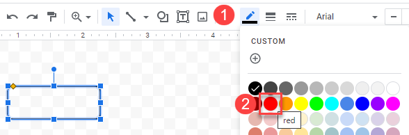Colocar Rojo en Color de Borde de Forma en Google Sheets