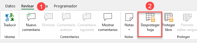 Desproteger Hoja en Excel