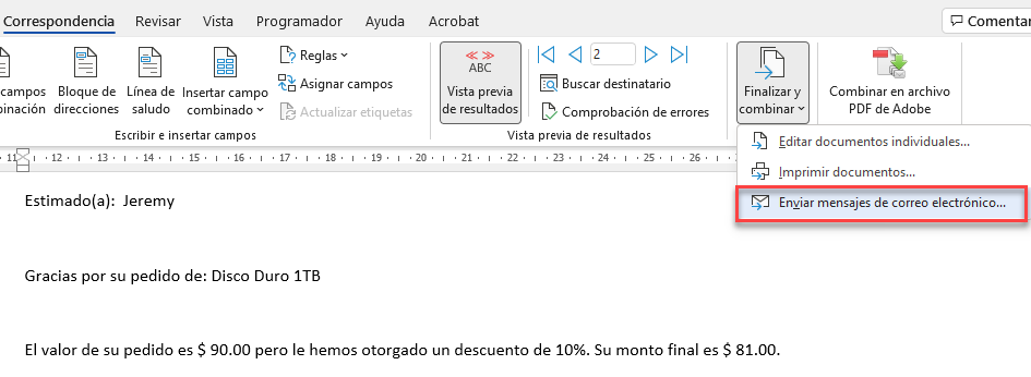 Enviar Emails en Word