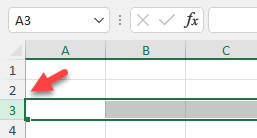 Fila Seleccionada con el Cuadro de Nombre en Excel