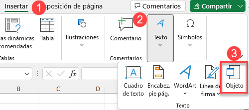 Insertar Objeto en Excel