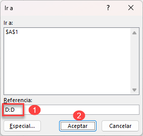 Ir A Columna en Excel