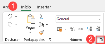 Menú Formato de Número en Excel