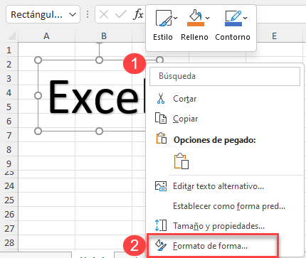 Modificar Formato de Forma de WordArt en Excel