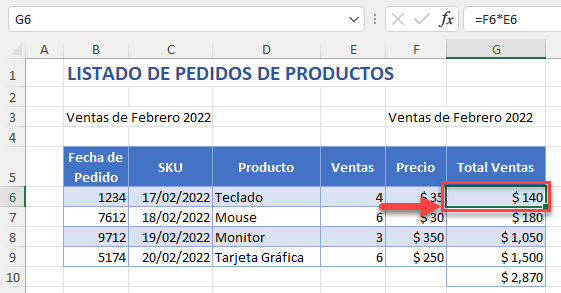 Moverse entre Fórmulas Dependiente en Excel