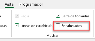 Ocultar Encabezados de Filas y Columnas en Excel