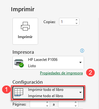 Opciones Imprimir en Excel