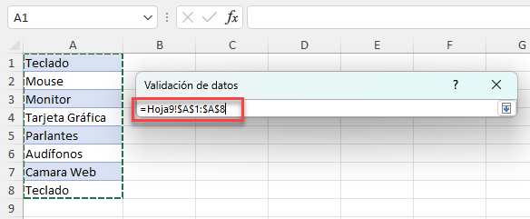 Origen de Datos para Lista de Validación en Excel