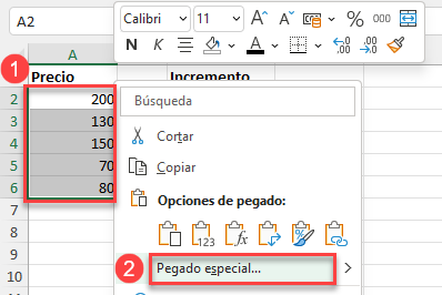 Pegado Especial del Portapapeles en Excel