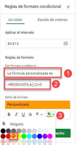 Regla Personalizada de Formato Condicional en Google Sheets