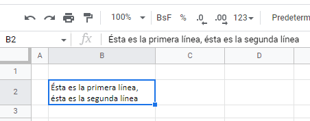 Resultado Ajustar Texto en Google Sheets