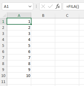 Resultado Arrastrar Fórmula de Autonumeración de Filas en Excel