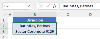 Resultado Combinar y Centrar Celdas en Excel