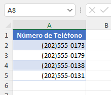 Resultado Formatear Números de Teléfono en Excel