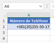 Resultado Número de Teléfono Externo en Excel