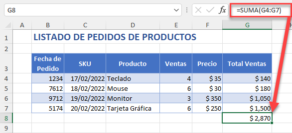 Selección en Celda con Fórmula en Excel