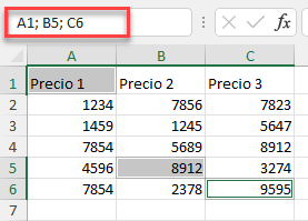 Seleccionar Celdas con Cuadro de Nombre en Excel