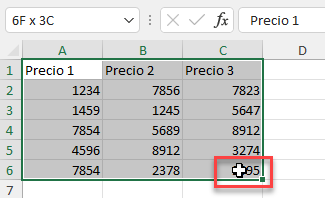 Seleccionar Todas las Celdas de Una Tabla en Excel