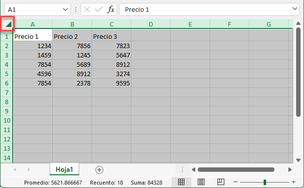 Seleccionar Todas las Celdas de la Hoja en Excel