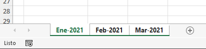 Tres Hojas Seleccionadas en Excel