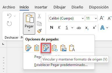 Vincular y Mantener Formato de Origen en Word