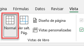 Vista Normal Menú Vista en Excel