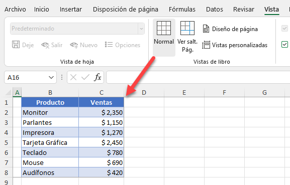 Vista Normal por Defecto en Excel