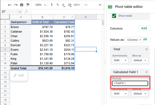 calcfield gs value add formula