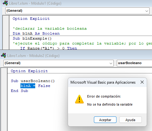 Error Llamado de Variable fuera de Alcance