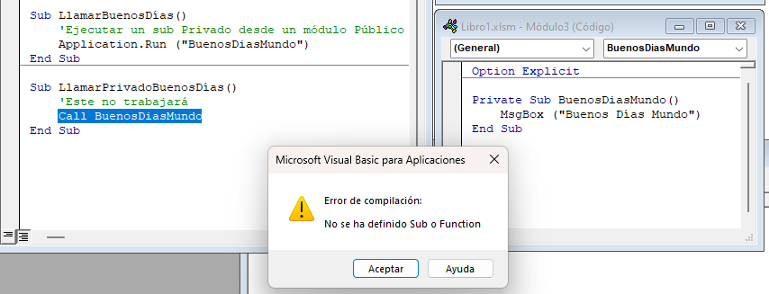 Error Sub o Function No Definido