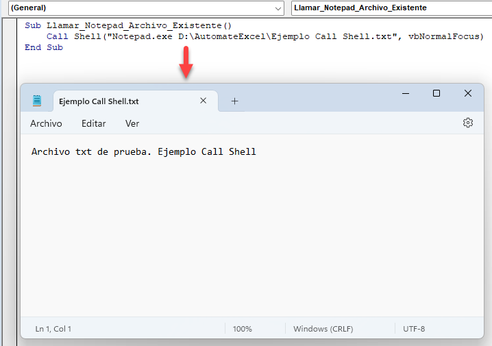 Procedimiento Llamar Notepad Archivo Existente