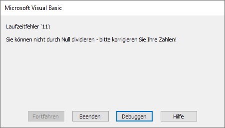 vba laufzeitfehler benutzerdefinierte meldung