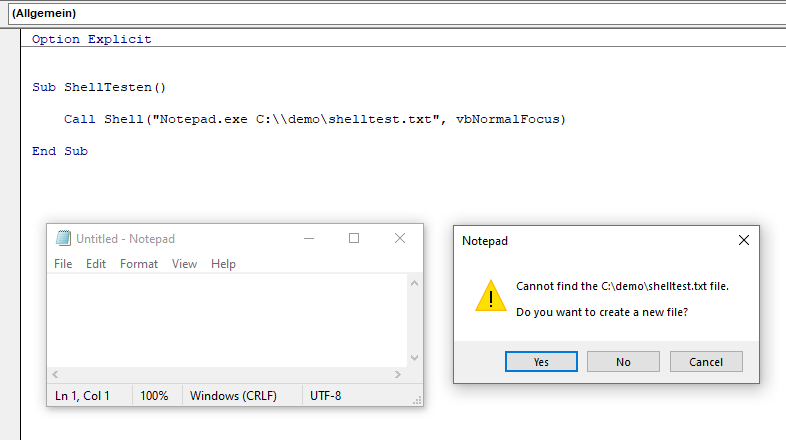 vba shell falscher dateiname