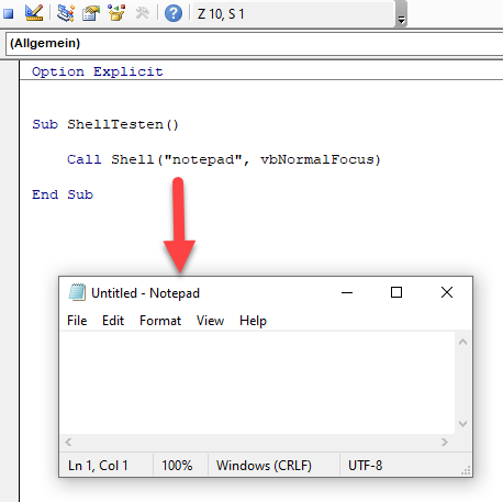 vba shell notepad aufrufen