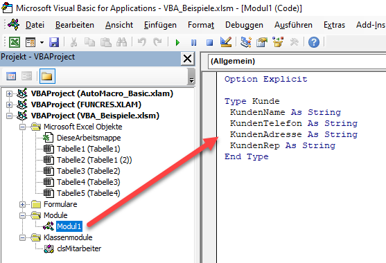 vba struktur erstellen