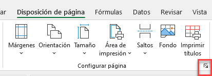 Acceso a la Configuración de Página en Excel
