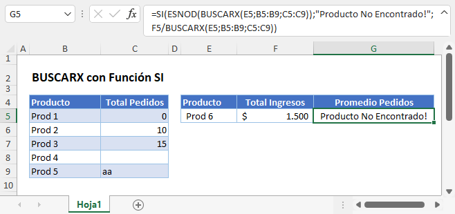 BUSCARX con Función SI Excel y Google Sheets