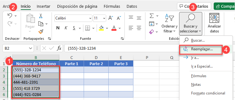Buscar y Reemplazar Datos en Excel