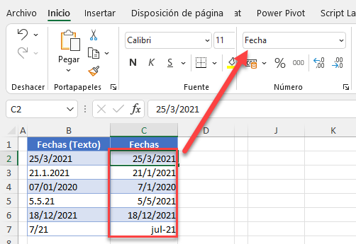 Cadena de Texto a Fecha en Excel