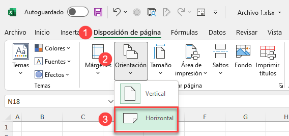 Cambiar Disposición de Página a Horizontal en Excel