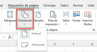 Cambiar Orientación de la Página en Excel