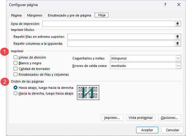 Configurar Página Hoja