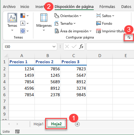 Configurar Página en Excel