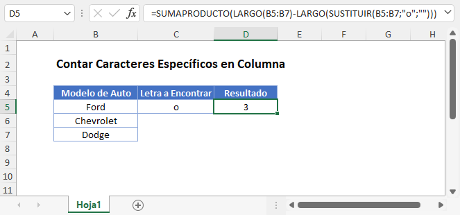 Contar Caracteres Específicos en una Columna Excel y Google Sheets