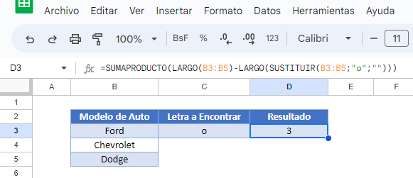 Contar Caracteres Específicos en una Columna en Google Sheets