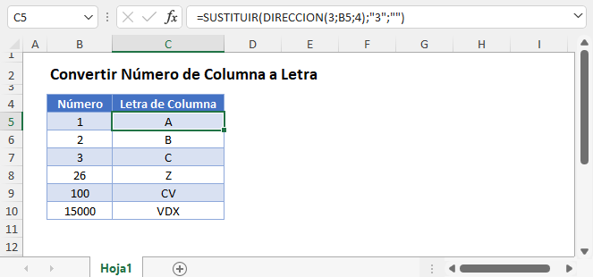 Convertir Número de Columna a Letra en Excel y Google Sheets