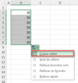 Copiar Celdas con el Controlador de Relleno