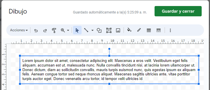 Cuadro de Texto en Google Sheets