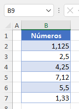 Datos-Ejemplo-Cómo Convertir Decimales a Fracciones en Excel y Google Sheets