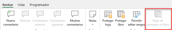Dejar de Compartir Libro en Excel